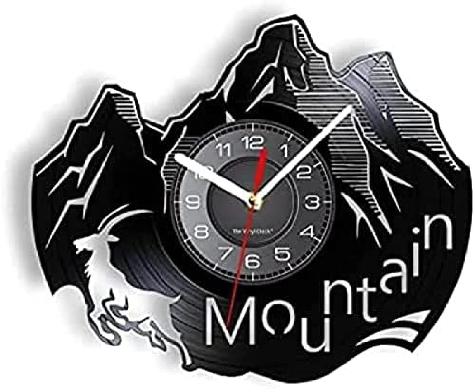 Horloge murale silencieuse pour chambre et salon motif chèvre sauvage en vinyle