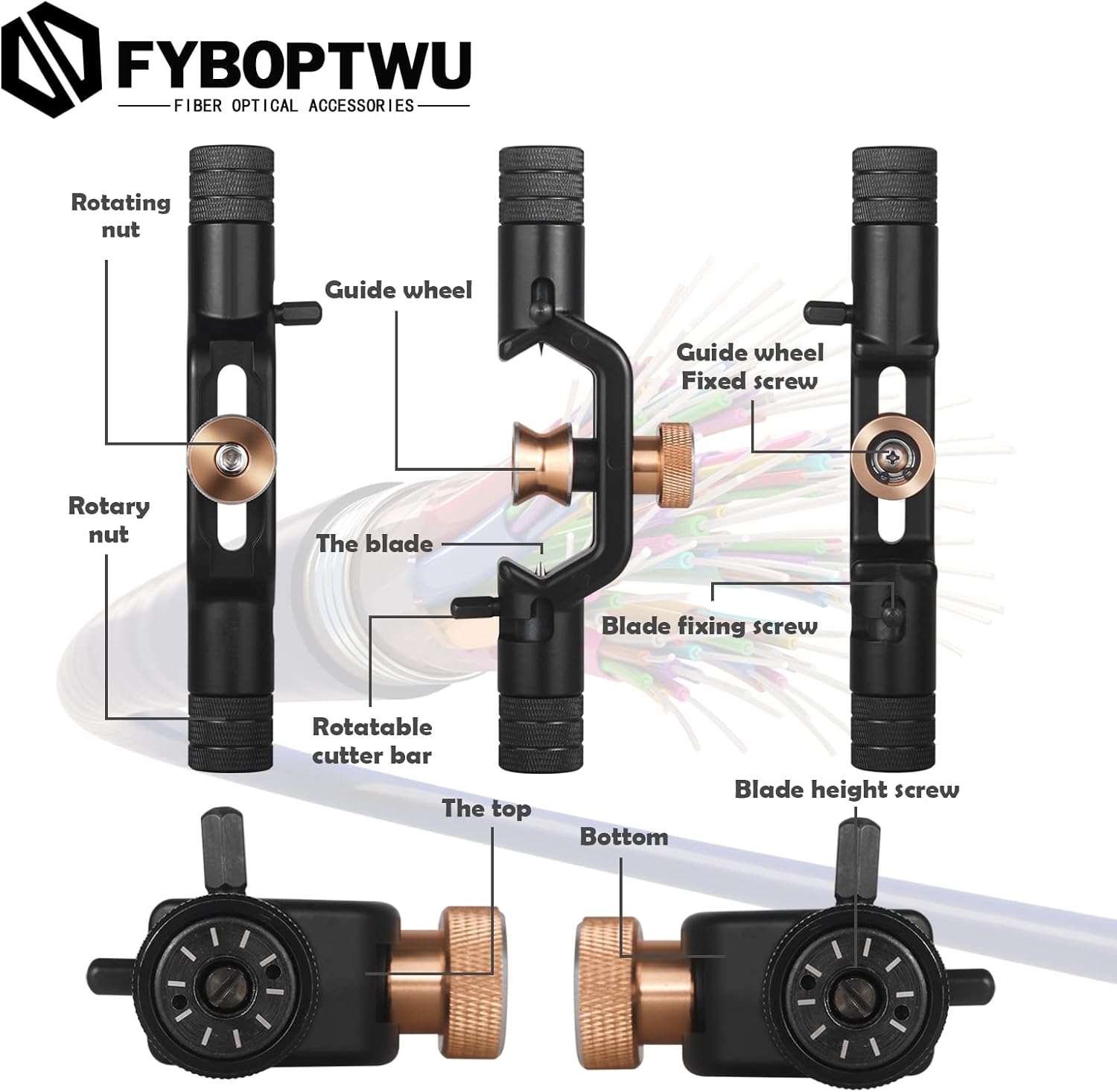 Transverse Armoured Fiber Optic Cable Stripper Armored Cable Stripper 8-28.6MM - Double Head FTTH Armored Fiber Cable Stripping Knife Fiber Optic Slitter Tools for Coaxial Mid Span Round