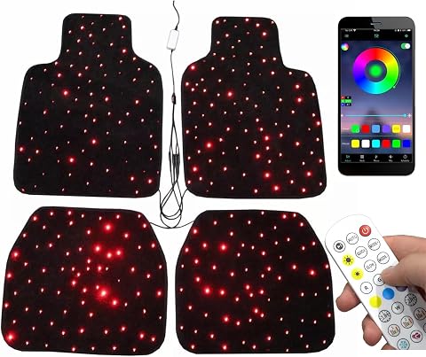 Luxury Starlight LED Car Floor Mats, 4pcs with App/Remote Control, Music Mode, S