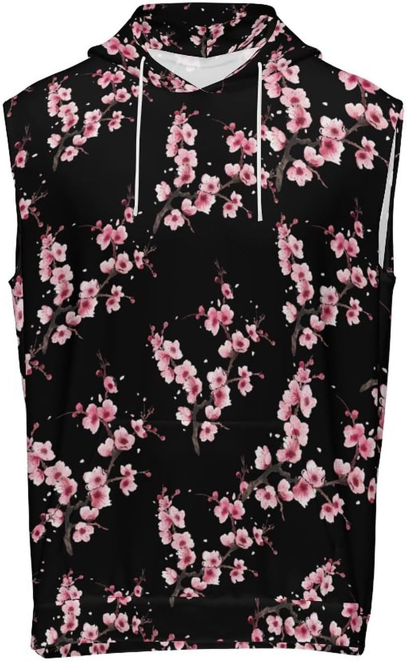 Men's Workout Hooded Tank Tops Sleeveless Muscle Gym T-Shirts