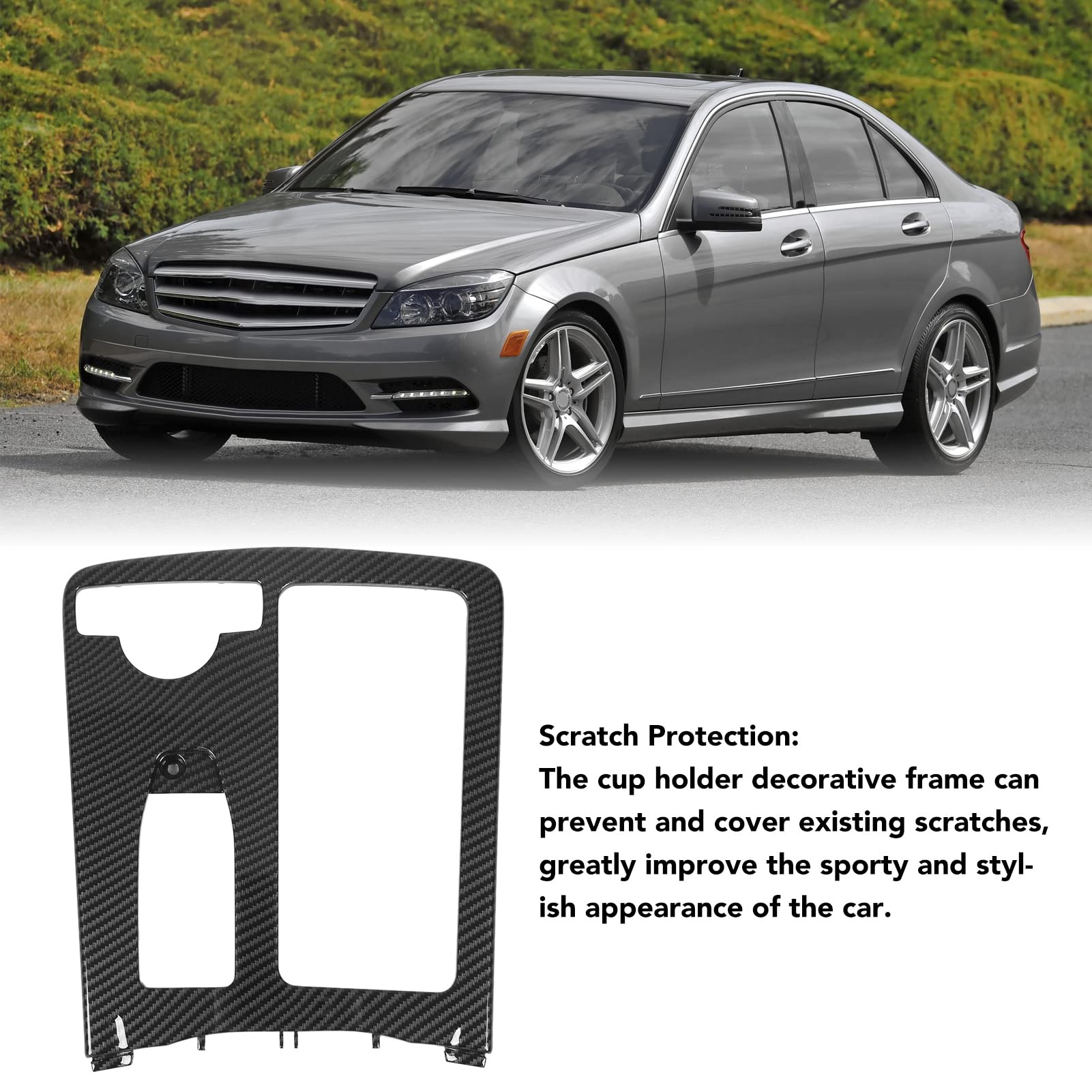 Adhesivos para Portavasos de Consola, Ajuste Perfecto, Fibra de Carbono, Superficie Brillante, Protección contra Arañazos, Consola Central, Portavasos para Coche