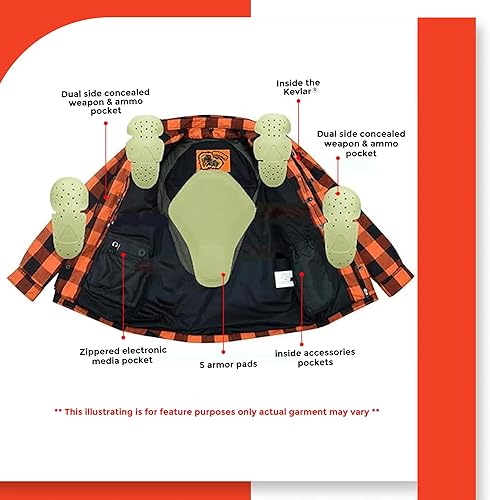 Miniatura 10 de Daniel Smart Men's Motorcycle Shirt Plaid Biker Flannel Jacket Removable Sporty Armored, Zipper Closure & Water Resistant