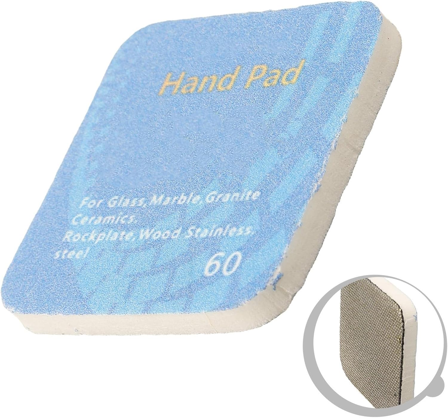 Emery Hand Polishing Pad for Marble, Granite, Glass, Porcelain & Concrete — 65x65x8 mm Sanding Disc with Optional 60/100/200/400 Grit(Grit 60)