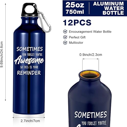 Miniatura 2 de Paquete de 12 botellas de agua de aluminio multicolor Sometimes You Forget You're Awesome - Botellas ligeras para mochileros para bicicleta, botella