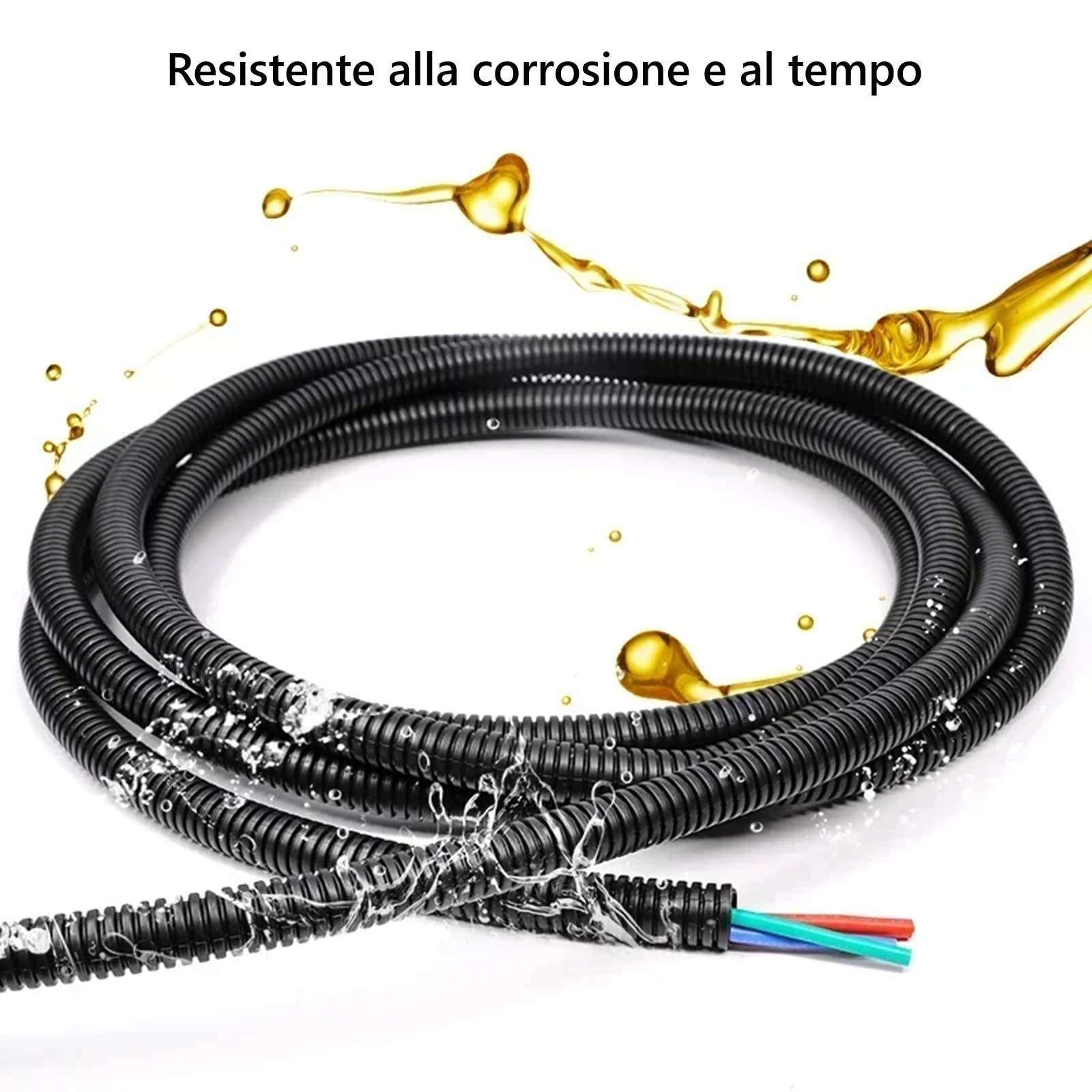 Tubo Corrugato Nero Diametro 20 mm 50M Flessibile Autoestinguente Resistente Pieghevole per Impianti Elettrici Passaggio e Protezione Cavi
