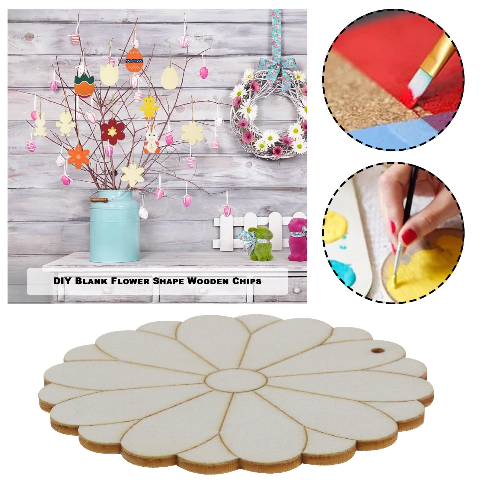 150 Pezzi Dischi Di Legno A Forma Di Fiore - Fette Naturali Per Decorazioni Fai Da Te, Matrimoni E Feste (3 Dimensioni, 6 Forme)