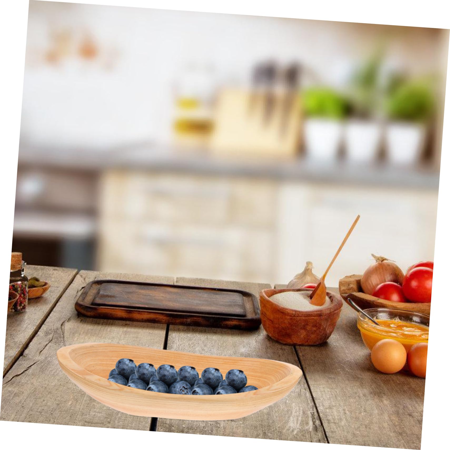 Plato De Madera para Frutas y Postres Diseño Japonés Contenedor Multifuncional para Decoración De Cocina y Reuniones Grande