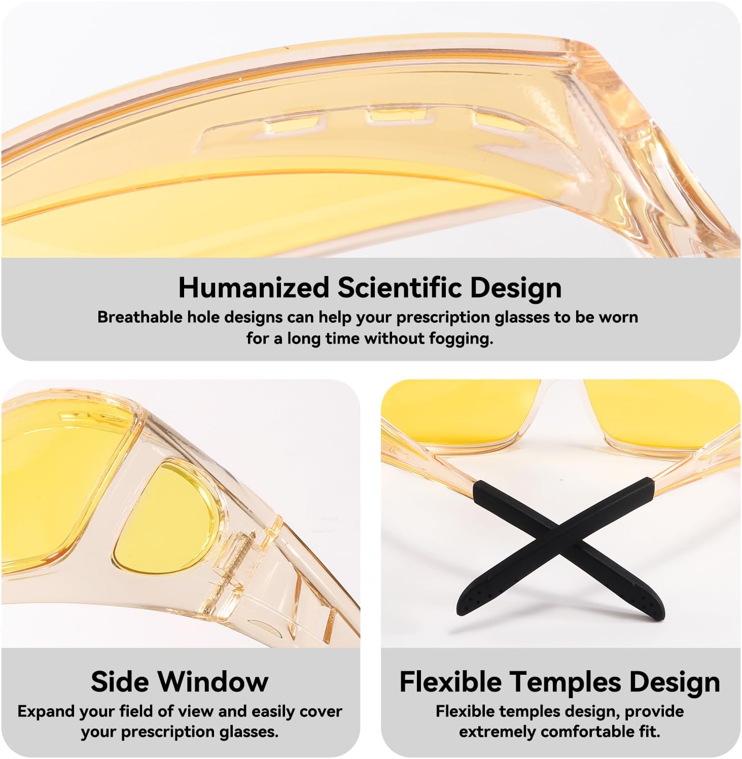 Dollger Night Vision Glasses for Women Men,Fit Over Prescription Glasses with Anti Glare Yellow Lens