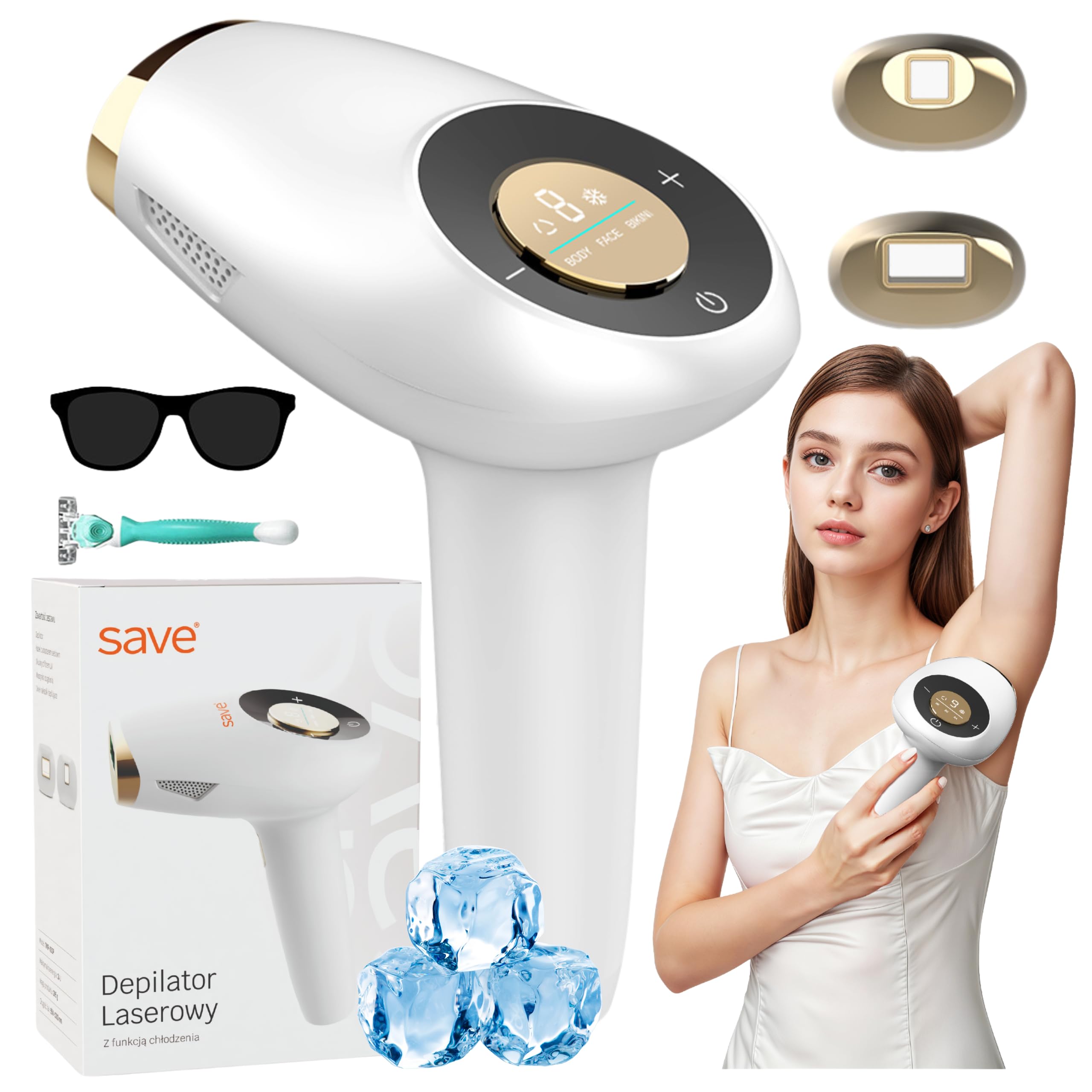 IPL MASCHINEN-DEPILATOR IPL GESICHT KÖNCHEN DÜNGE BIKINI DEPILATION Schmerzlos Haarentfernung Haushaltshaarentfernung 999 999 Impulse Ice Cool Kühlung 5 Leistungsstufen AUTO Modus Komplettset