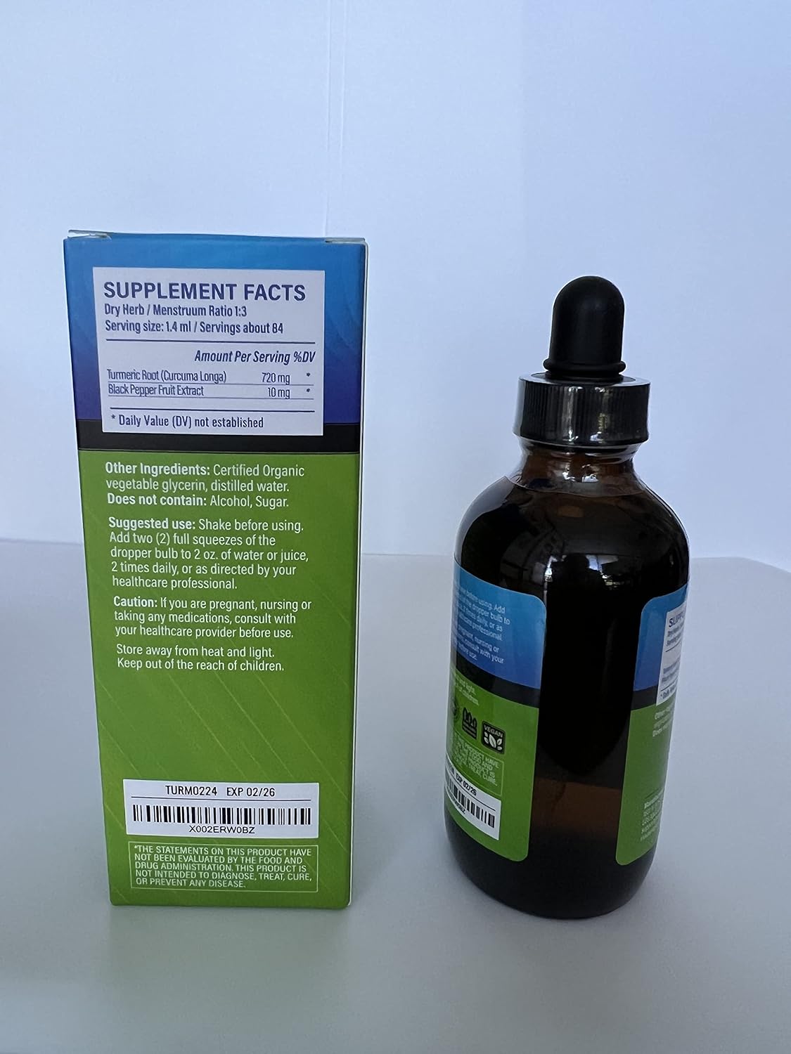 Turmeric Curcumin with Black Pepper Tincture - Liquid Turmeric with Black Pepper Curcumin Drops for Heart & Joint Support - 4 Fl. Oz