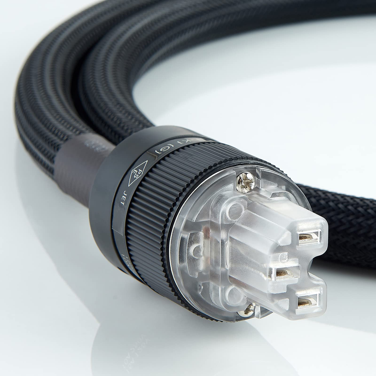 Kabel zasilający HiFi 3-żyłowy, wysokiej klasy kabel zasilający z gęstą siatką ekranującą, pozłacaną wtyczką EU, 12 AWG kabel do urządzeń zimnych do głośników, subwoofera, wzmacniacza mocy (2