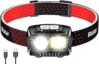 Vista 12 de Blukar - Linterna frontal LED recargable, 2000 lúmenes, súper brillante, regulable, con sensor de movimiento - 8 modos, luz puntual y de inundación