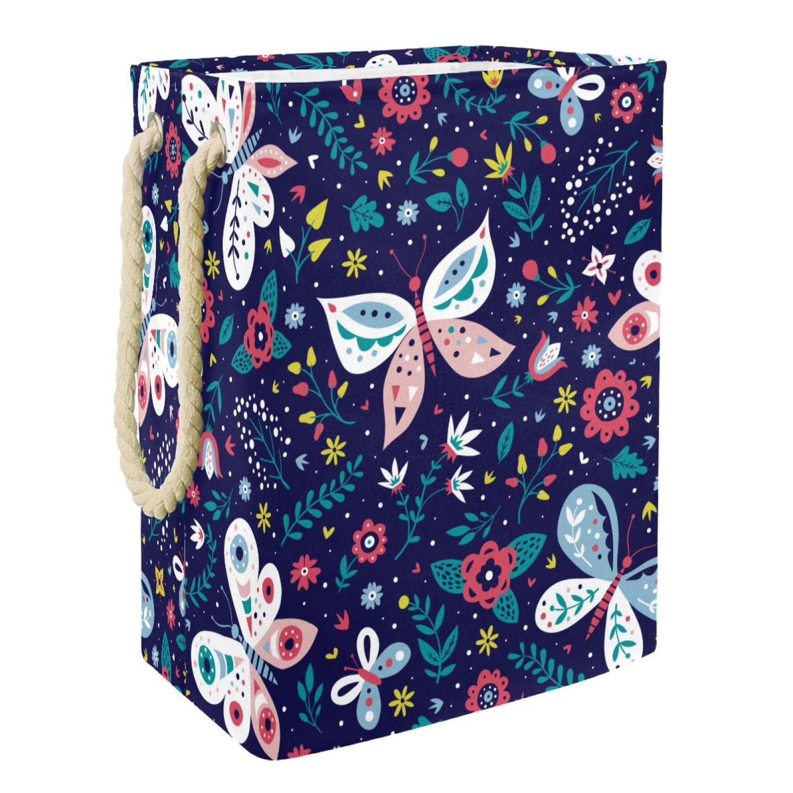 Grand panier à linge personnalisé pour dortoir et salle de bain motif fleuri