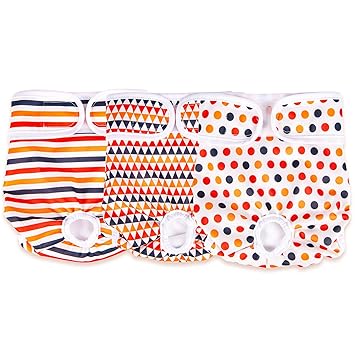 Joyshare Reusable Dog Diapers Female 3 Pack - Highly Absorbent Striped Doggie Diapers, Size Adjustable Washable Puppy Diapers Durable Diapers for Dogs Cats in Period Heat