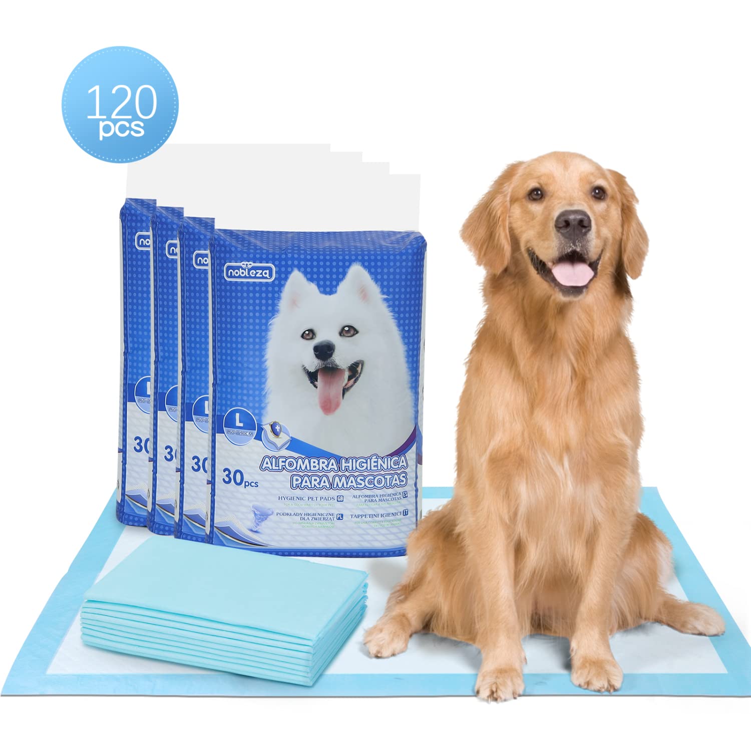 Nobleza - 120 x Empapadores Perros Alfombrilla higiénica de Entrenamiento para Perros. Ultraabsorbente 90cm*60cm Azul