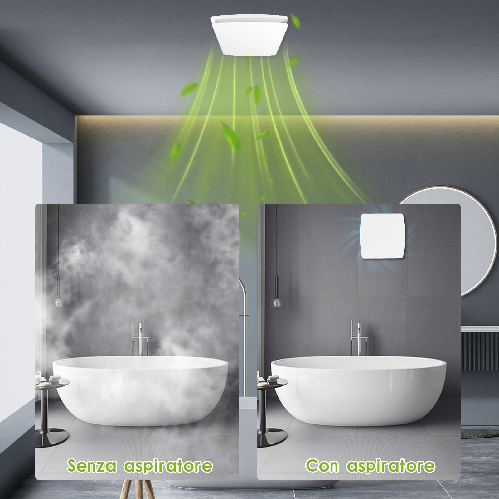 Aspiratore Bagno 100mm Ventola Aspirazione Bagno Silenzioso, Estrattore Aria con Valvola Antiritorno Per Bagno,Wc,Cucina,Ufficio,Serra,Garage, IPX4