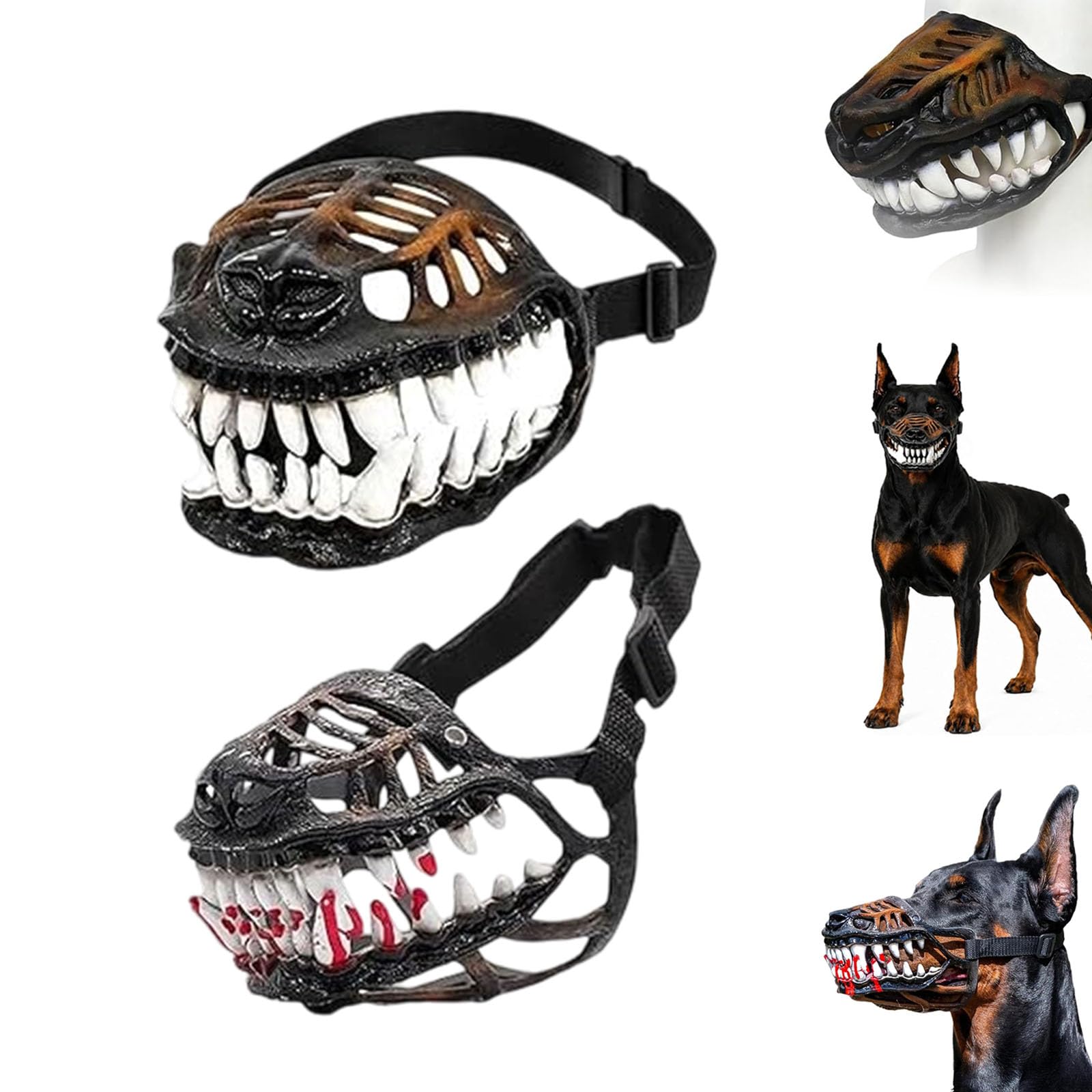 Bozal Terrorífico para Perros, Bozal Monstruoso con Dientes (#C,XXL)
