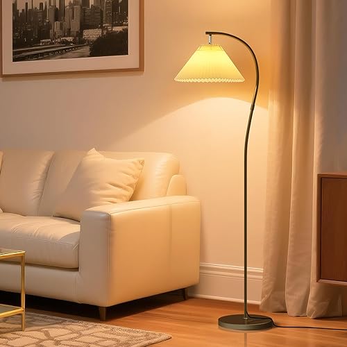 Modern Black Arc LED Floor Lamps, Bright 12W Three-Color Dimming,