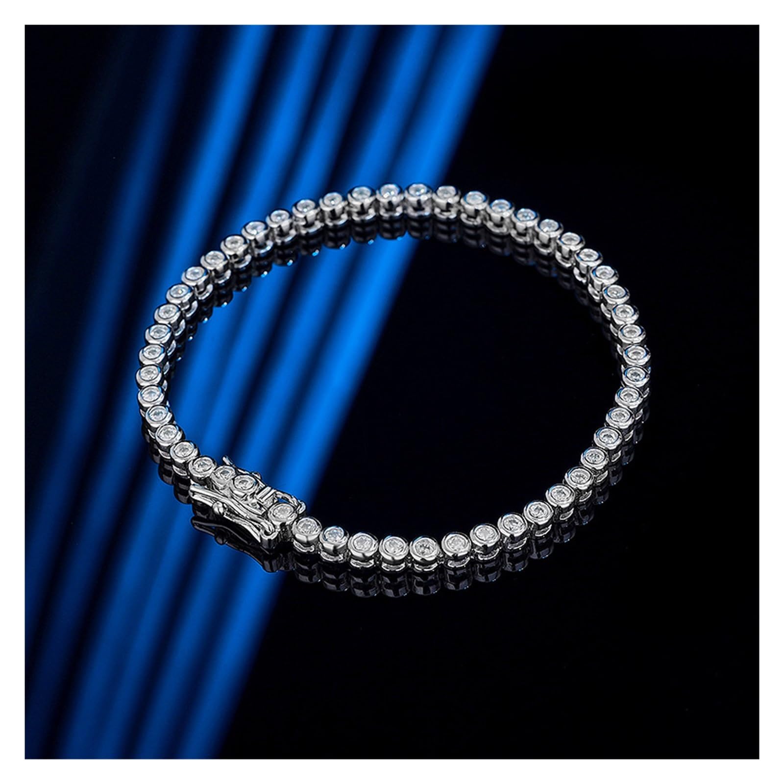 YDYDTTKD 2Mm Tenniskettenarmband Damen 14-20Cm D Vvs Diamant-Gliederarmband 925 Sterling Silber Armreif Damen,2mm-17CM_Platiniert