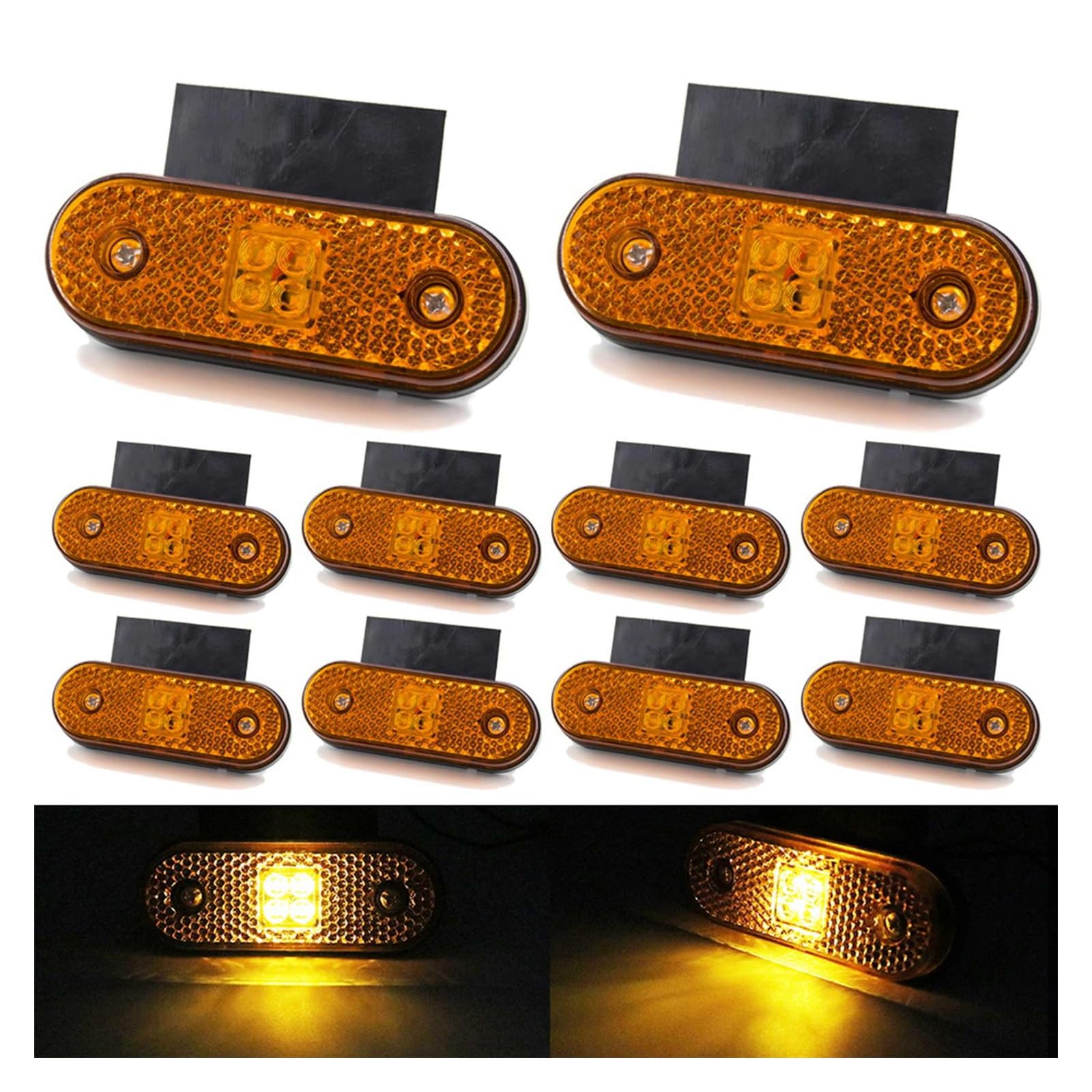 10Pcs 24V Indicatore di direzione laterale Indicatore di direzione posteriore Lampada di ingombro posteriore for camion for auto Trattore RV Rimorchio Pickup Giallo