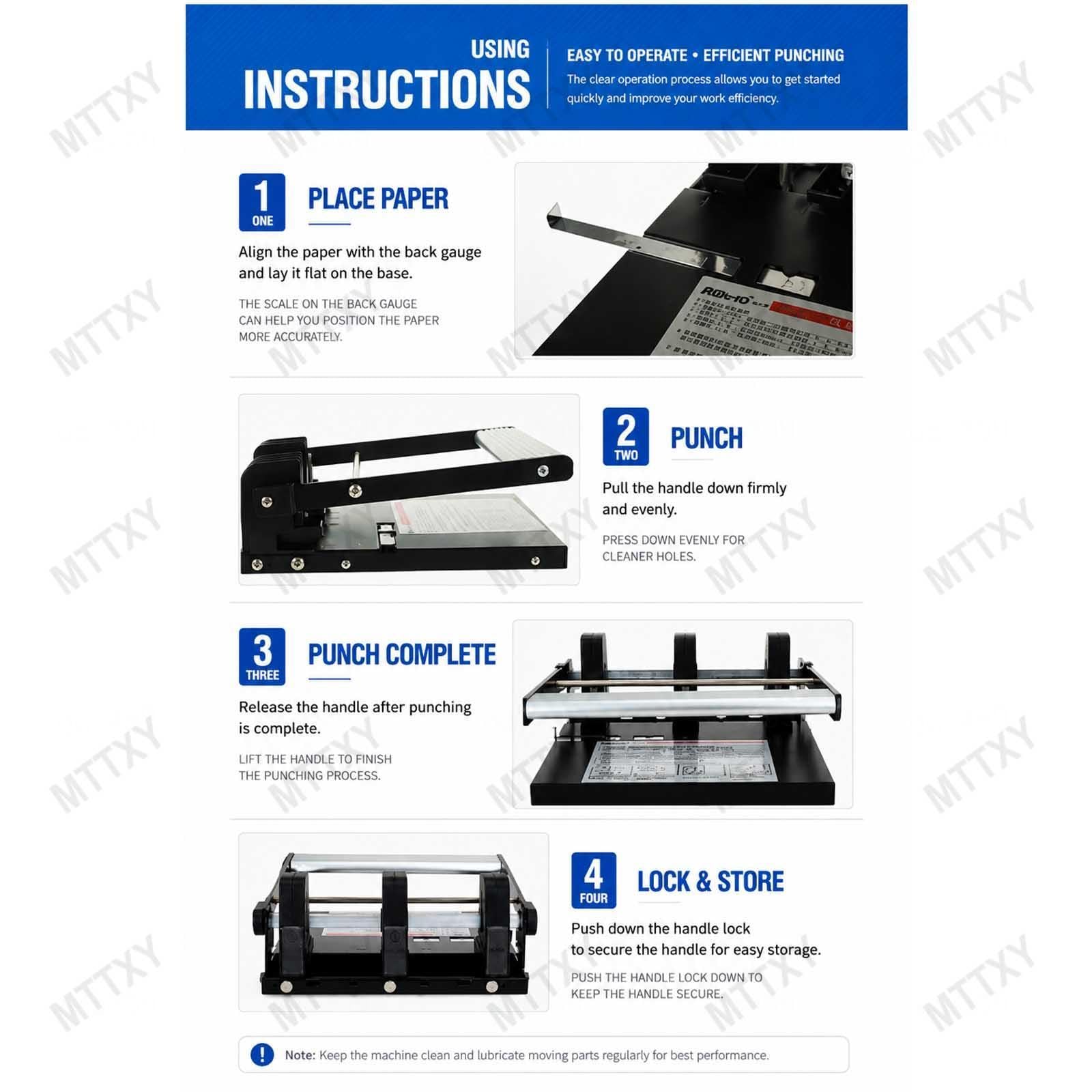 Perforatrice Robusta a 3 o 4 Fori (Capacità 150 Fogli) – Perforatrice Regolabile con Interasse Variabile – Struttura Interamente in Metallo con Leva – Ideale per Ufficio,3-Hole