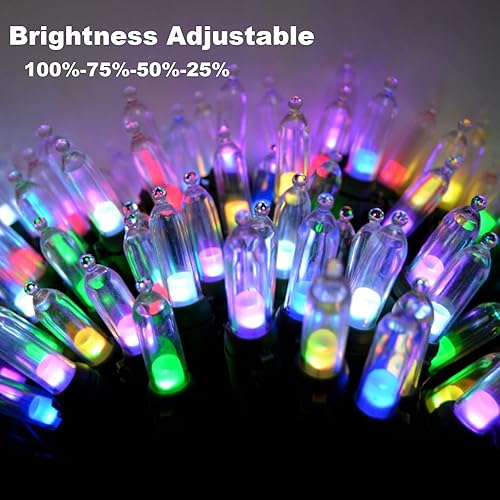 Miniatura 2 de VTECHOLOGY 33 pies 100 luces LED multicolor para árbol de Navidad operadas por batería, 8 modos, guirnalda de luces para interiores y exteriores