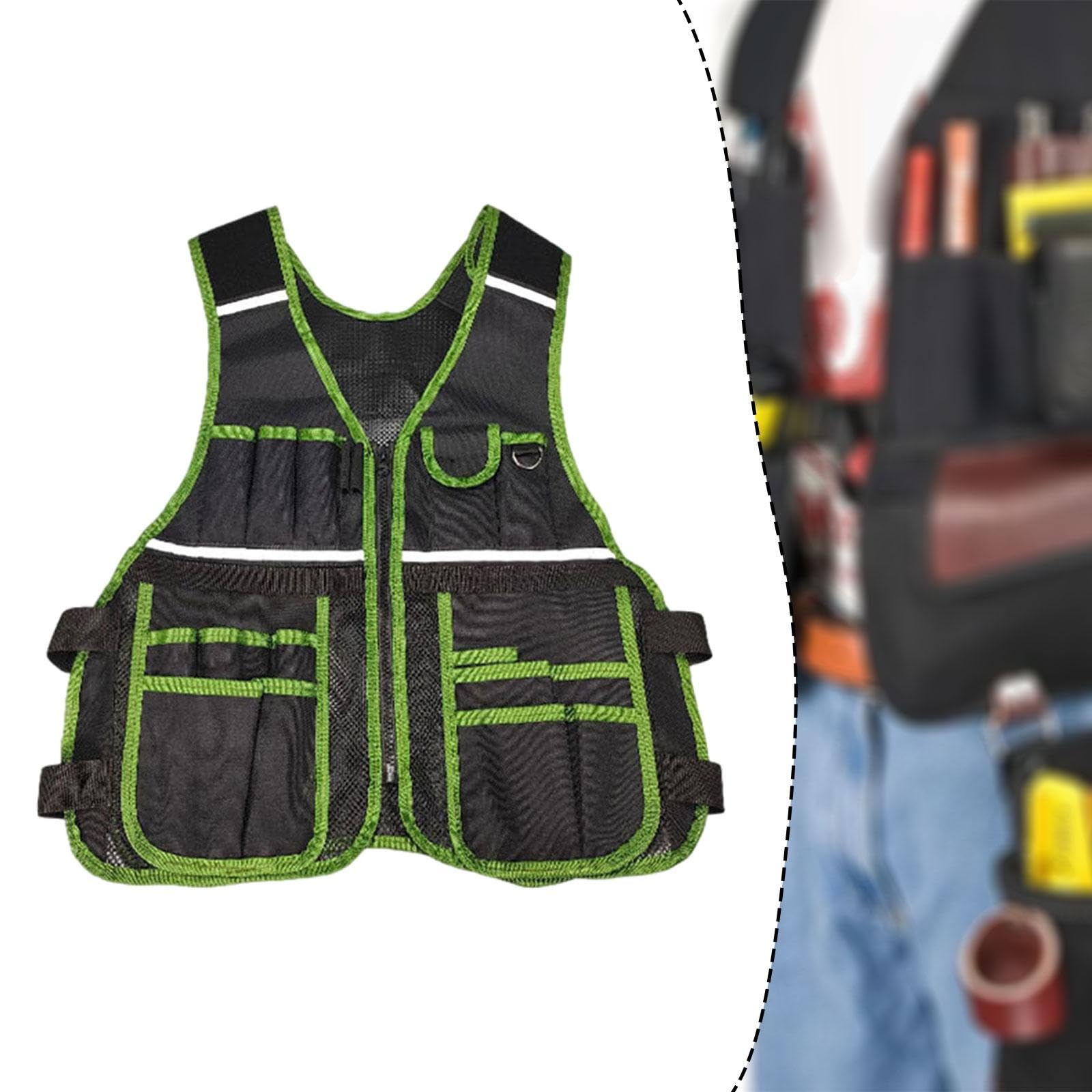 Milageto Chaleco para Electricista con Organizador Multifuncional de Herramientas de Carpintero Y Técnicos Bolsa Ajustable Oxford Transpirable Resis
