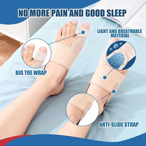 Kiaxffy 2x Hallux Valgus Korrektur Schiene - Zehenbegradigung für Tag und Nacht,Hallux Valgus Bandage für Herren und Damen Schutz der großen Zehe,Mit 2 x Fersenverstellriemen - 4