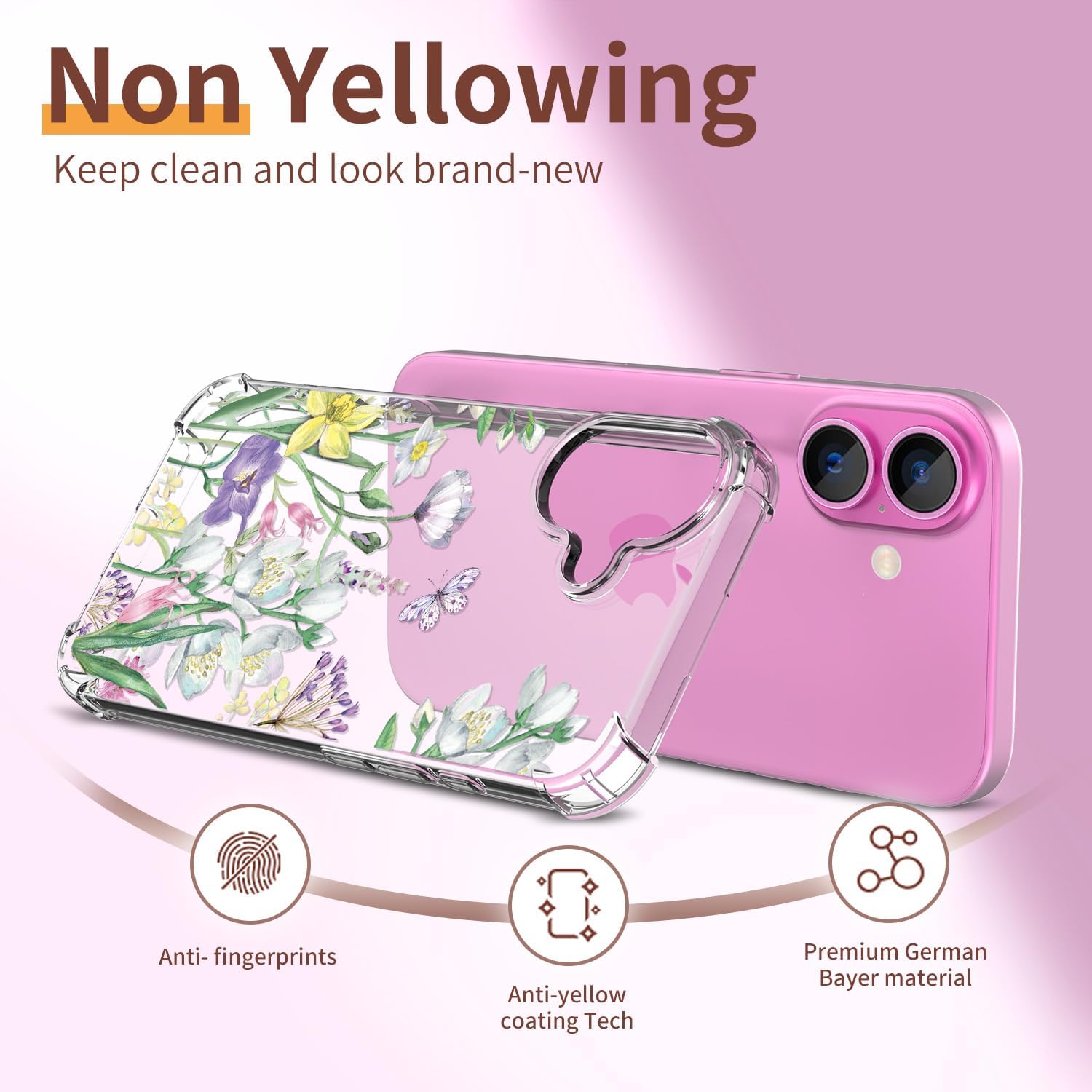 for iPhone 16 Plus Case,[3 in 1] with Screen Protector & Camera Lens Protector, Flower Pattern Design,Clear Soft Shockproof Slim Floral Phone Cover for Women Girls 2024 6.7" (Lotus Summer)