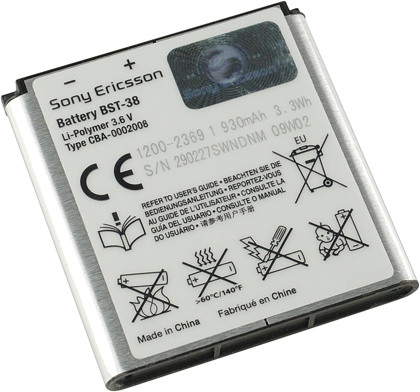 Original Battery BST-38 comp / K850I / W580I / C902 / W980 / S500I / T650I / T303 / W902 / C905 / W910 / K770I / W760I