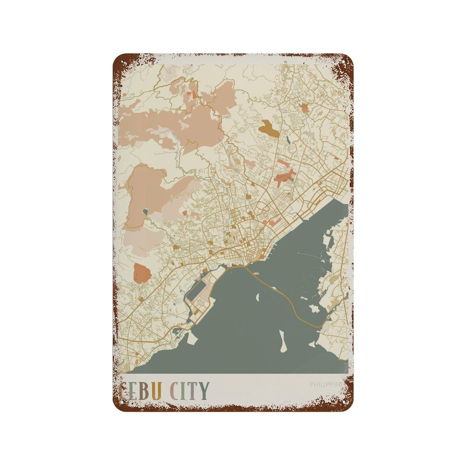 xiaoxiaoshen Cebu Map Philippines Travel Gift Boho (2) Wall Decor Art Metal Tin Poster Modern Home Decor Art Home Bar Shop Decorations Vintage Sign 30x20cm