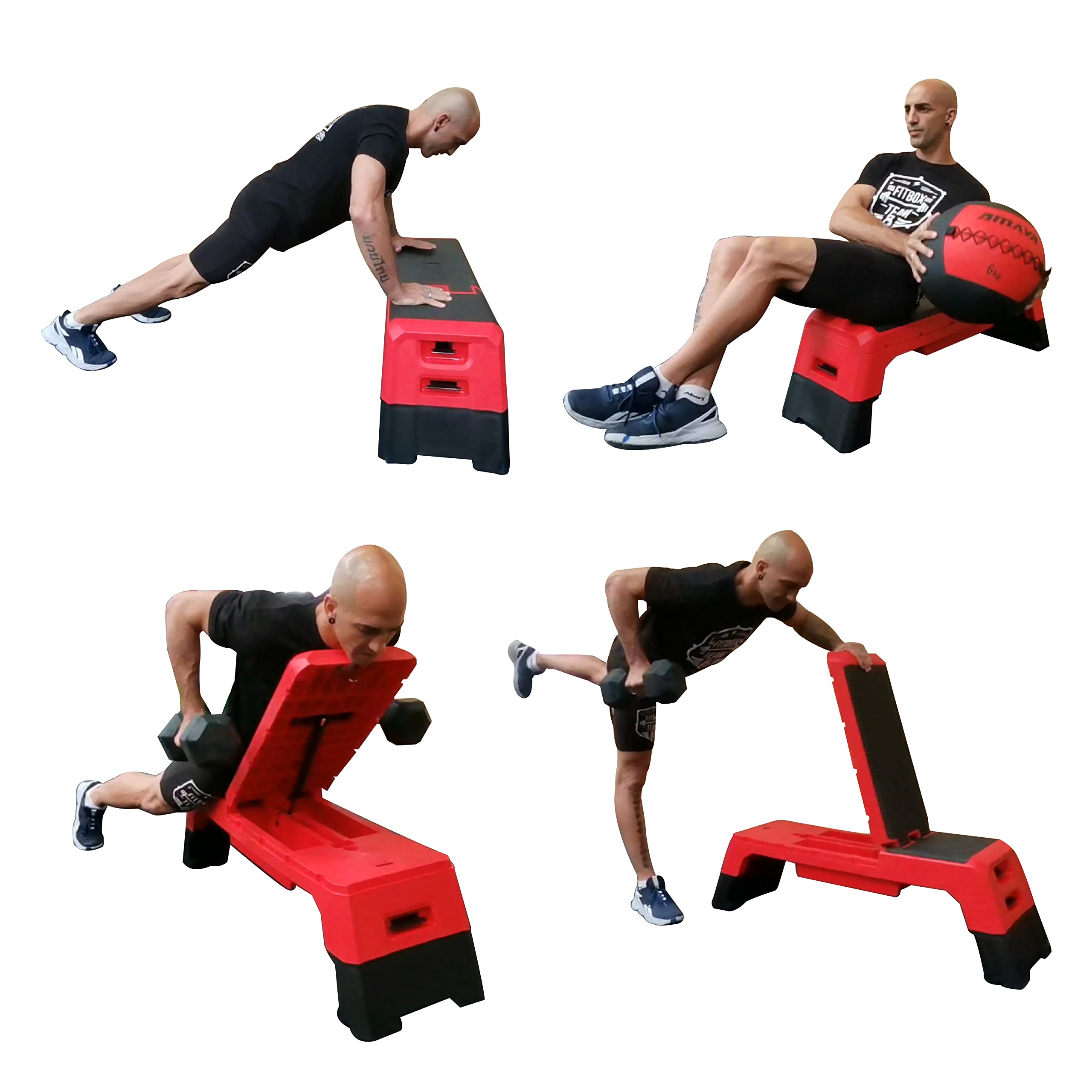 AMAYA SPORT Step Banco Funcional, Banco Inclinado para Entrenamiento Fitness, Banco para Pesas y ejercicios de Musculación, Banco de Gimnasio Reclinable en 10 Posiciones