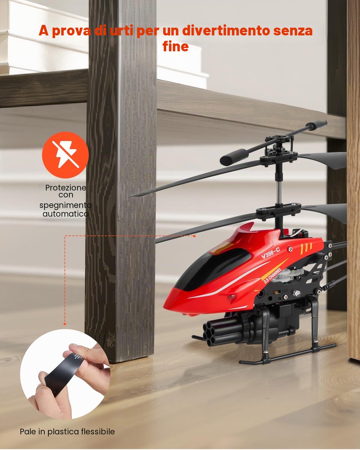 VEVOR Elicottero RC, Giocattoli Elicottero Radiocomandato Volante da 2,4 GHz 3,5 Canali con Modalità di Sparo, Mantenimento dell'Altitudine, Decollo/Atterraggio con un Solo Tasto e Luci a LED