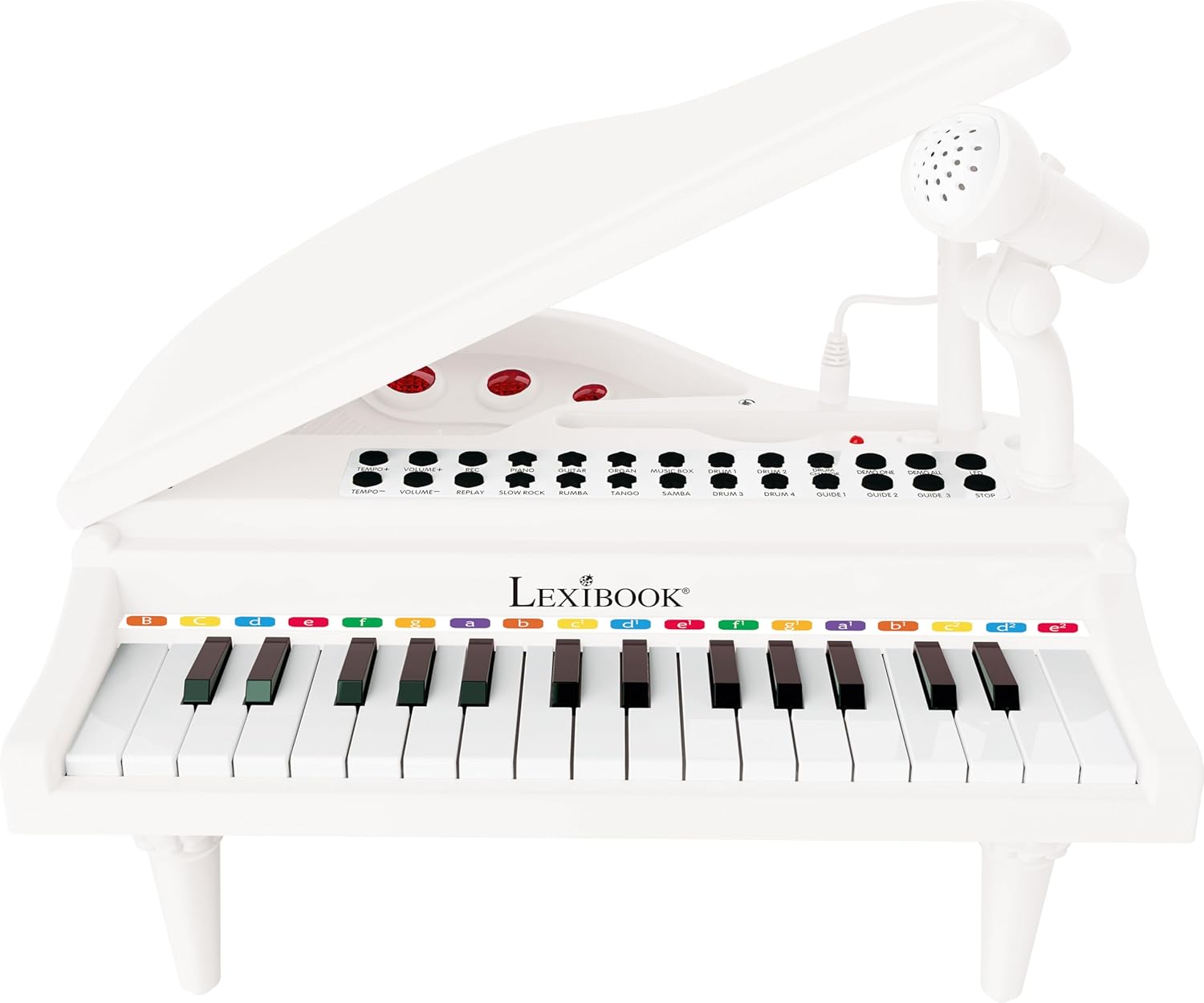 Lexibook, My First Piano Piano for Children, Lighting Keys, Learning Mode, 29 x 31 cm, Tempo and Volume Adjustment, 3+, White, K731