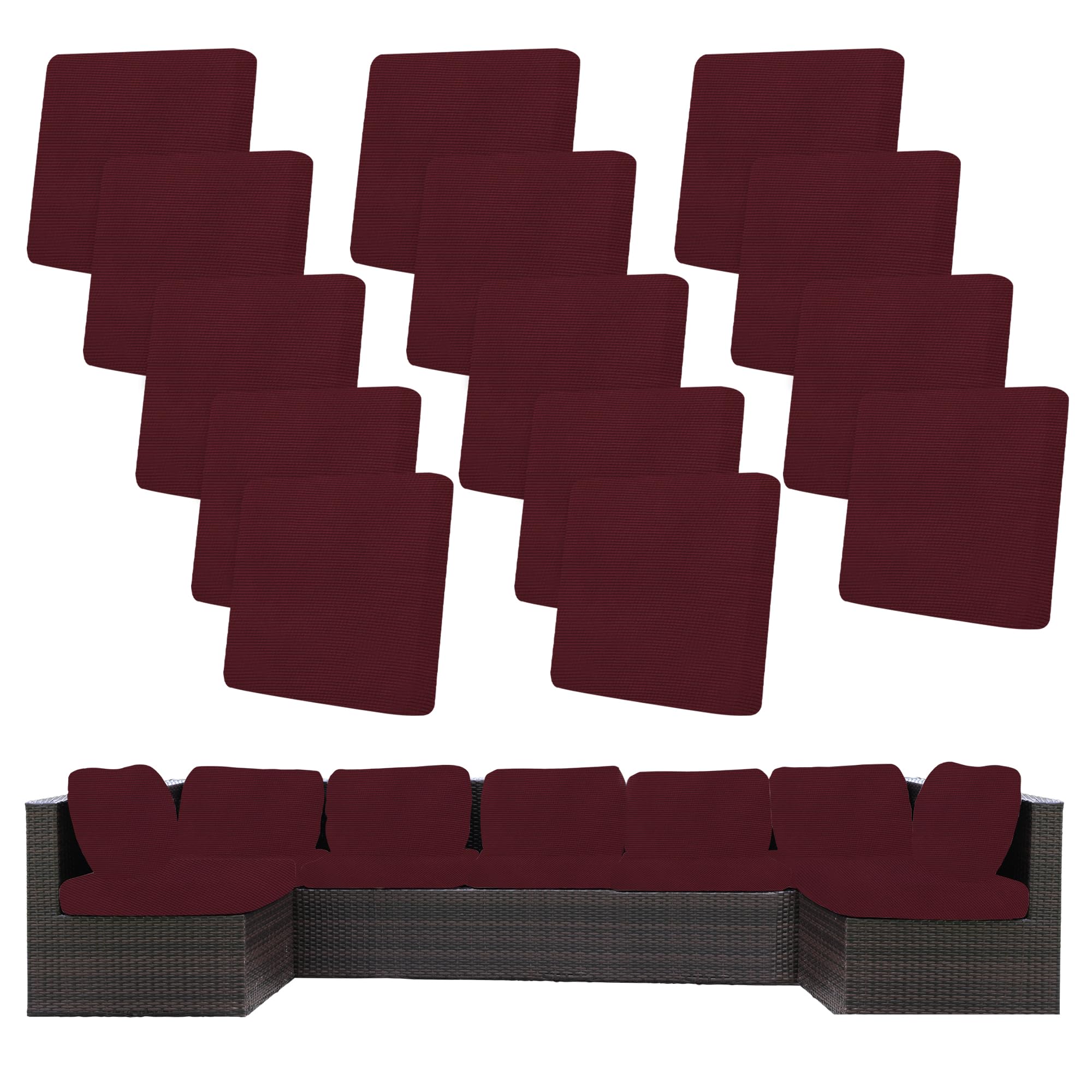14 Pcs Outdoor Cushion Covers, Patio Sofa Cushion Covers Replacement