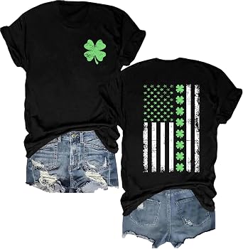 St Patricks Day Shirt Women Irish Shamrock St Paddys Tee Tops | Soft Fabric,Novelty,Party,Short Sleeve,Lightweight