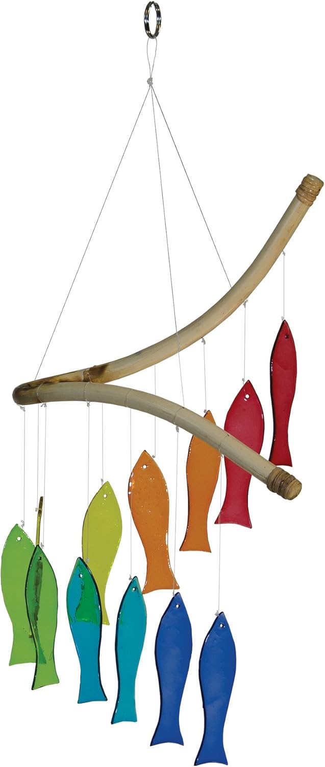 In the Breeze 7006 — Cool Glass and Bead Wind Chime - Colorful Hanging Suncatcher - Hanging Glass Decoration : Everything Else