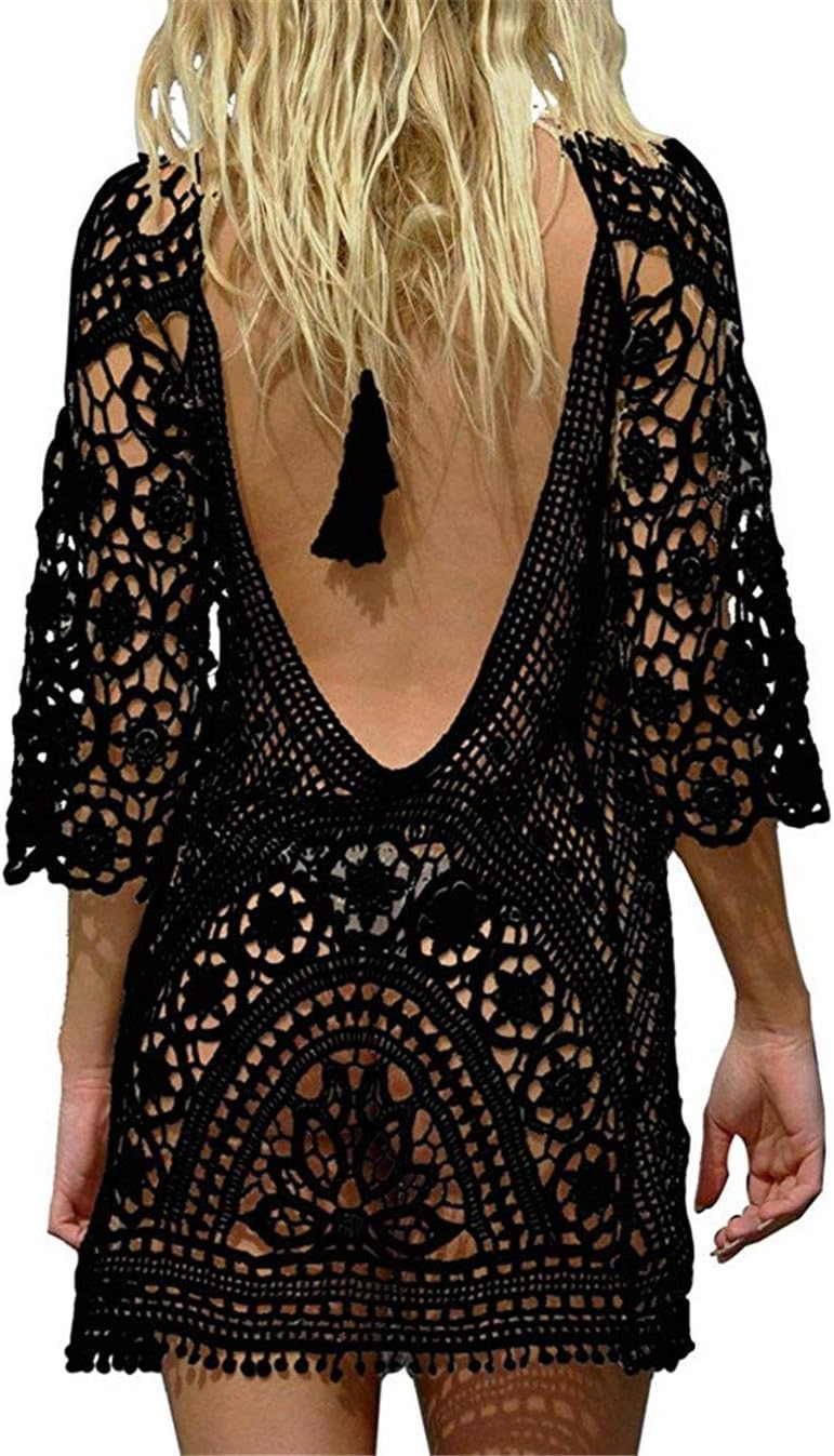 Jinsha Pareos Gebreide Strandponcho, strandjurk, bikini-cover-up voor dames, zomer