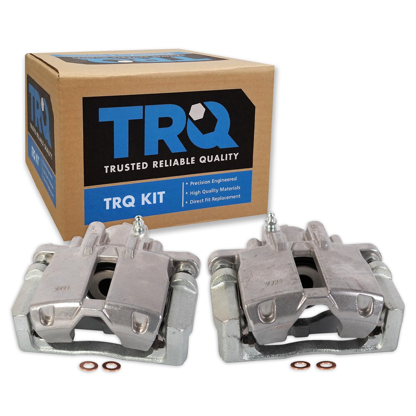 TRQ Rear Brake Caliper Set Zinc Coated Brackets