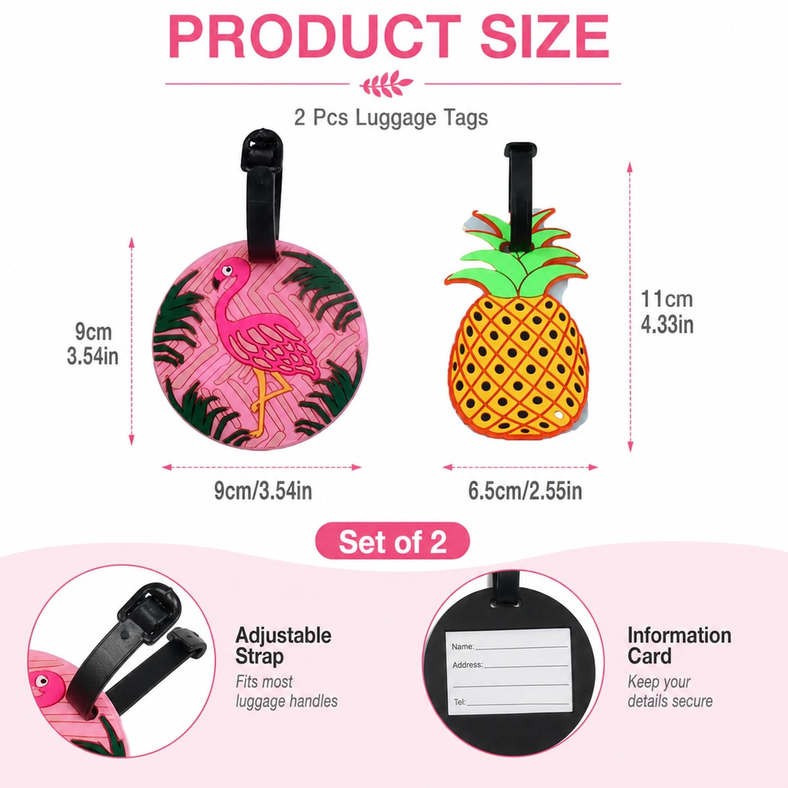 Kofferanhänger, Kofferanhänger, Kofferanhänger, Kofferanhänger, Kofferanhänger und Ananas, Kofferanhänger, Set für Reisen, 2 Stück