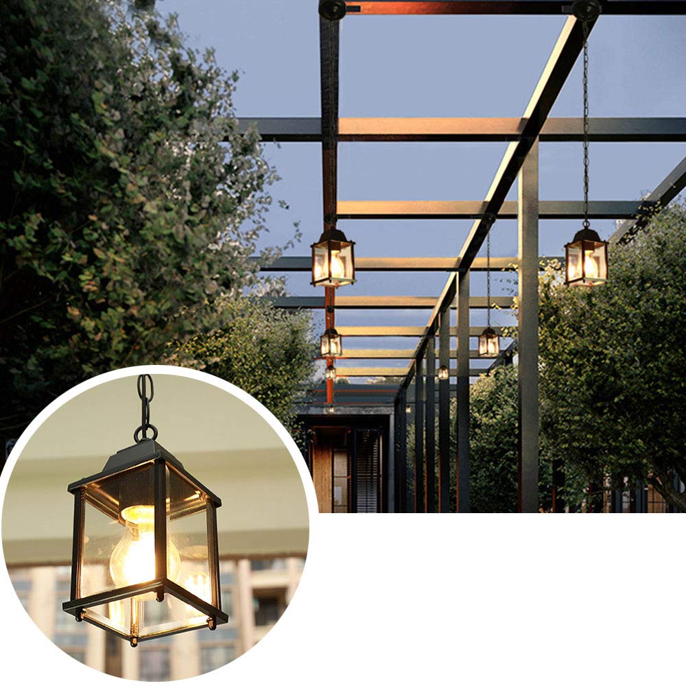 Buiten hanglamp ABINGDON Zwart Transparant Aluminium Glas 1x E27 tot 60W LE117591