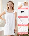 PJGGZ Towel Wrap for Women - Ruffled Straps Absorbent & Quick Dry Towel Bathrobe, Lightweight for Shower and Spa