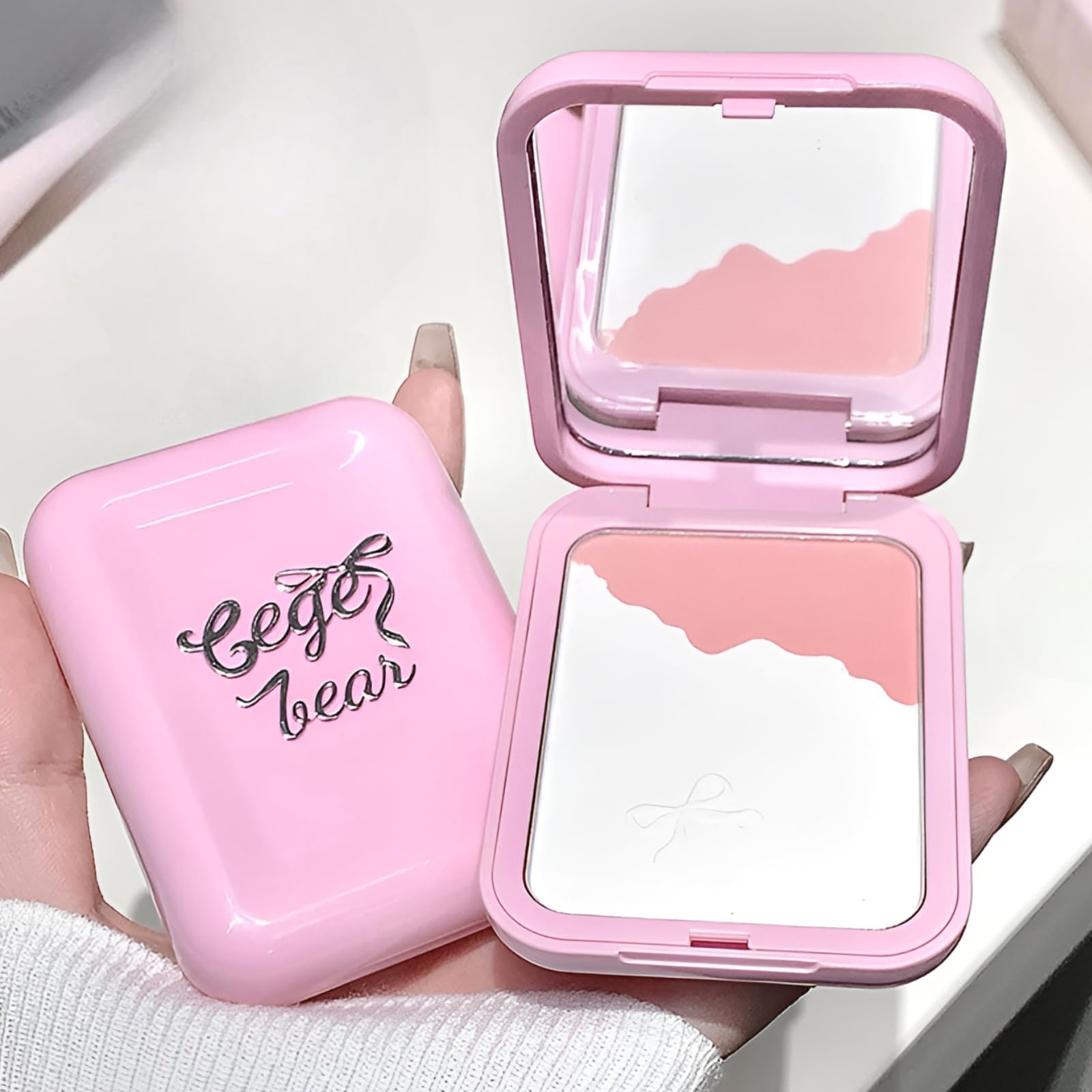 Gege Bear Clear Brightening Blush Powder | 2-in-1 Compact Powder Blush | Lightweight Matte Finish | Natural Cheek Flush | Buildable Coverage | Long-Lasting Glow | Silky Smooth Texture (01#Soft Pink Flush, 3.5g+7.5g)-image-28