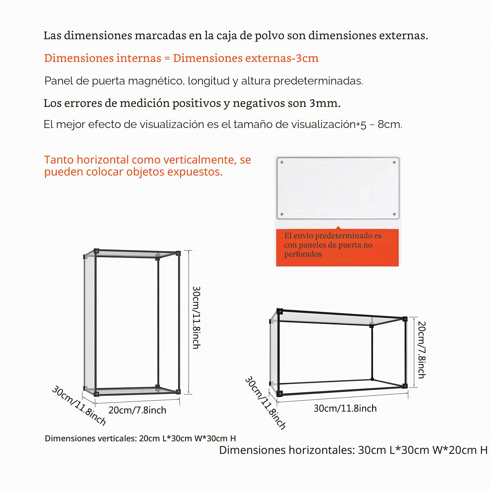 Vitrina de acrílico, Vitrina apilada Transparente, Vitrina de coleccionista a Prueba de Polvo, Puerta autoensamblada, Modelo de muñeca de Juguete, colección de muñecas de automóviles (30x30x20cm)