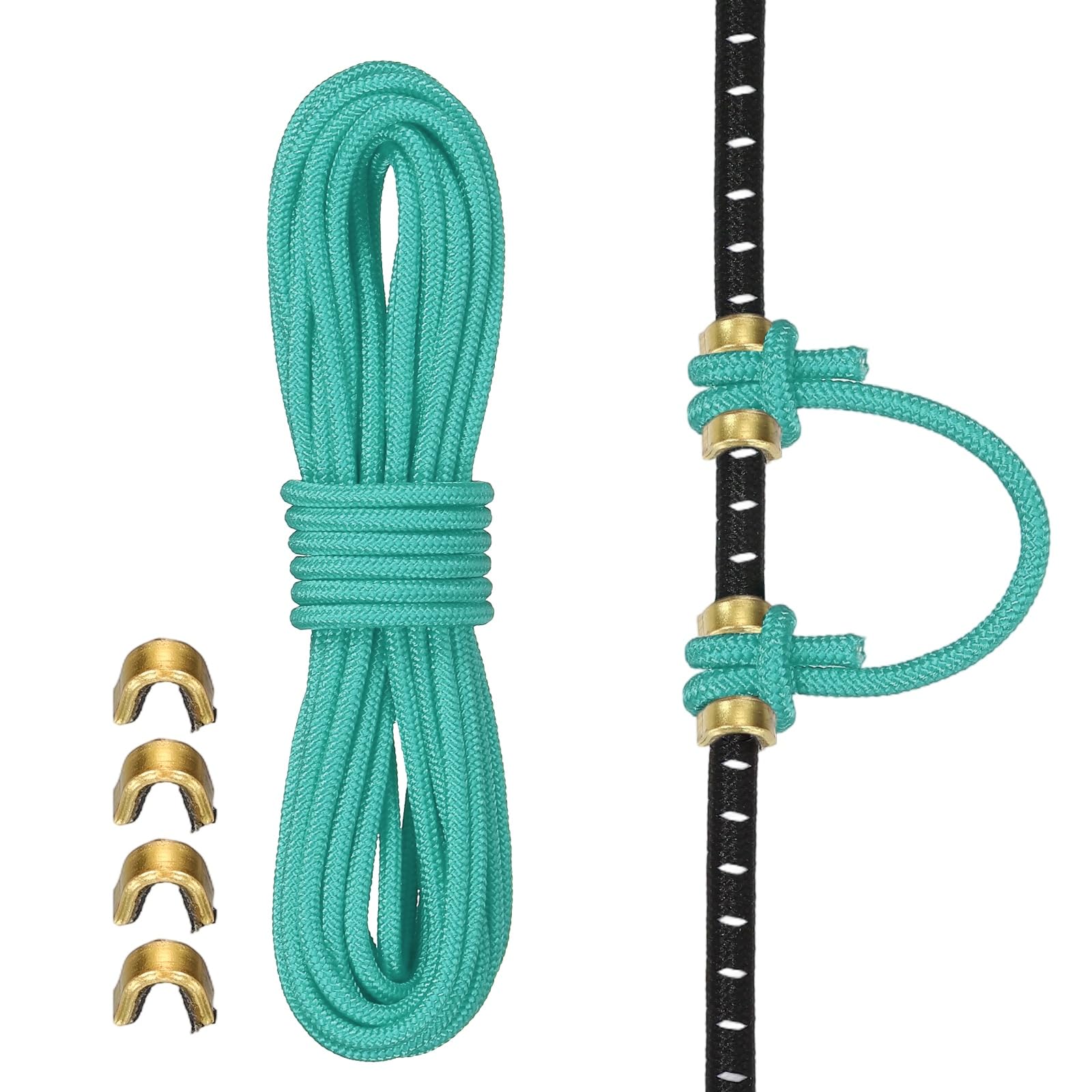 YELARXI Archery D Loop Rope, Bow String D Loop Rope Thread Release Material with Brass Nock Points 10 ft & Cyan -Fitting for (Compound Bow Strings/Archery Accessories)