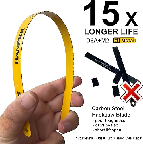 Miniatura 2 de Marco de sierra de alta tensión de 12 pulgadas con hoja bimetálica de 24 TPI, sierra de mano adecuada para metal, madera, PVC, carpintería