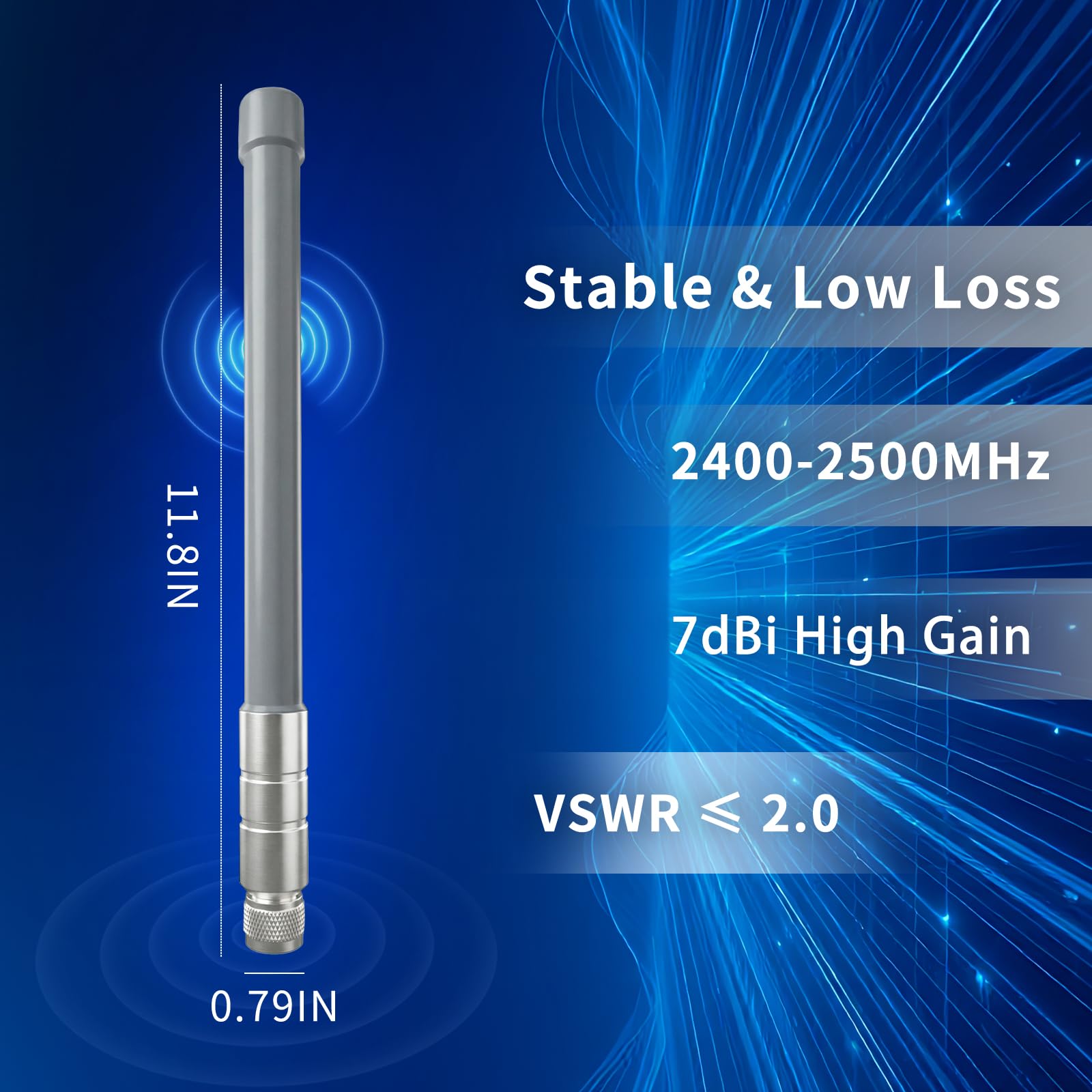 7dBi Antenne für den Außenbereich, 2400–2500 MHz, Fiberglas-Antenne, N-Stecker für Steigerung der Leistung von 4G/5G-Routern, Hotspot-Netzwerkgeräten, PC-Sicherheits-IP-Kamera-Interne (VSWR ≤ 2.0)