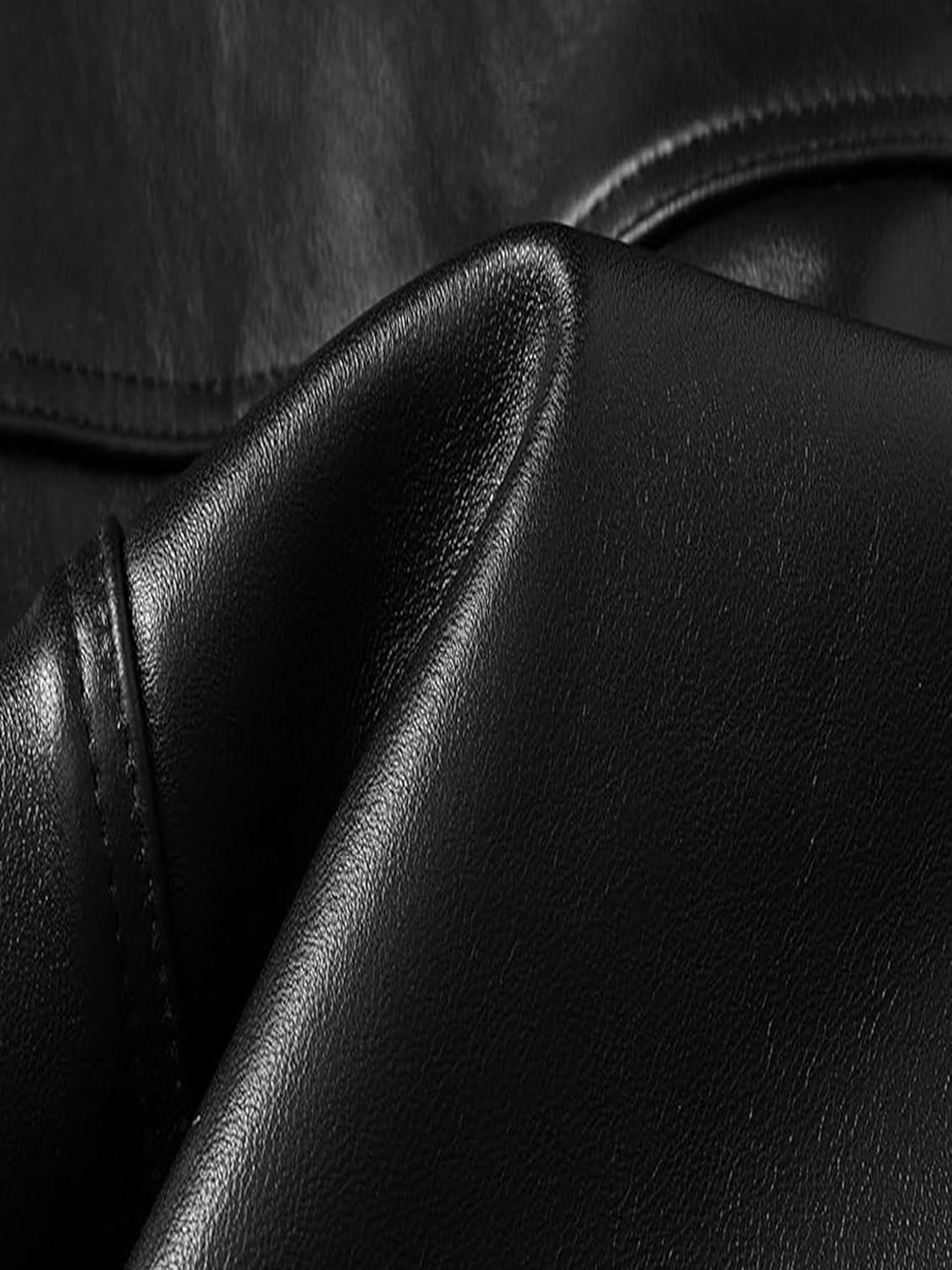 SLMN Genuine Lambskin Mens Leather Jacket - Soft and Lightweight Leather Classic Polo Collar Shirt Jacket for Men - Image 5