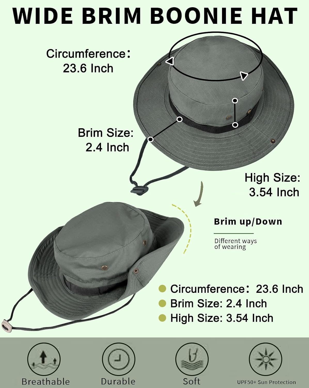 Sun Hats for Men Women Bucket Hat UPF 50+ Boonie Hat Foldable UV Protection Hiking Beach Fishing Summer Safari thumbnail