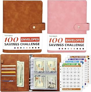 100 Umschläge Geldspar-Herausforderungsbinder, A5 Budgetbinder mit Umschlägen und Challenge-Tracker, 2024 neue Spar-Herausforderungen, Planerbuch zum Sparen von 500 $, 1000 $, 5050 $, 10000 $